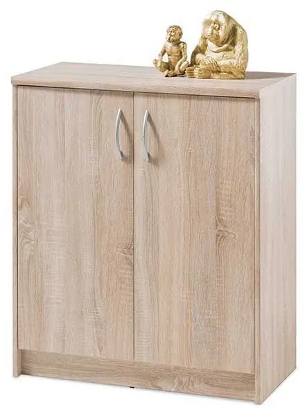 Comoda Optimal 1, 74x35x86 cm, 2 usi , 3 rafturi, culoare sonoma, pal