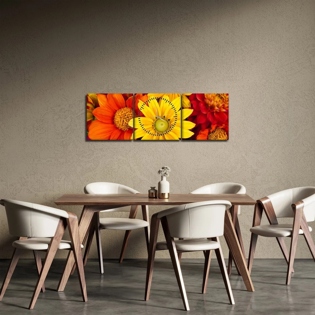 Tablou cu floare (cu ceas) (90x30 cm)