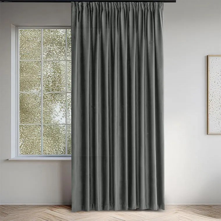 decoDoma Draperie catifelată FILUMI gri închis 140 x 250 cm 1 buc