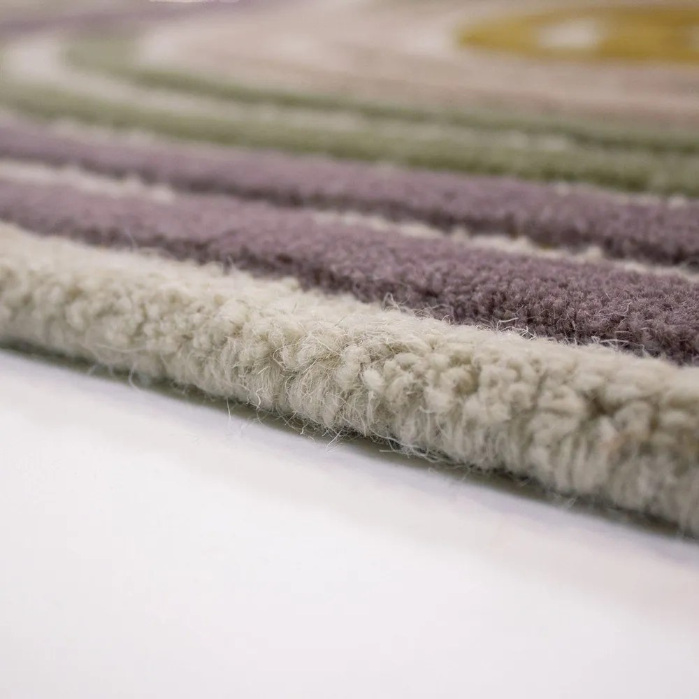 Covor tip traversă verde țesut manual din lână 80x300 cm Spiral Shaped – Flair Rugs