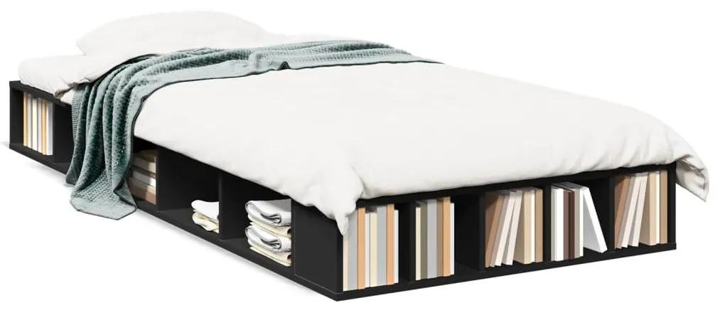 3280511 vidaXL Cadru de pat, negru, 100x200 cm, lemn prelucrat