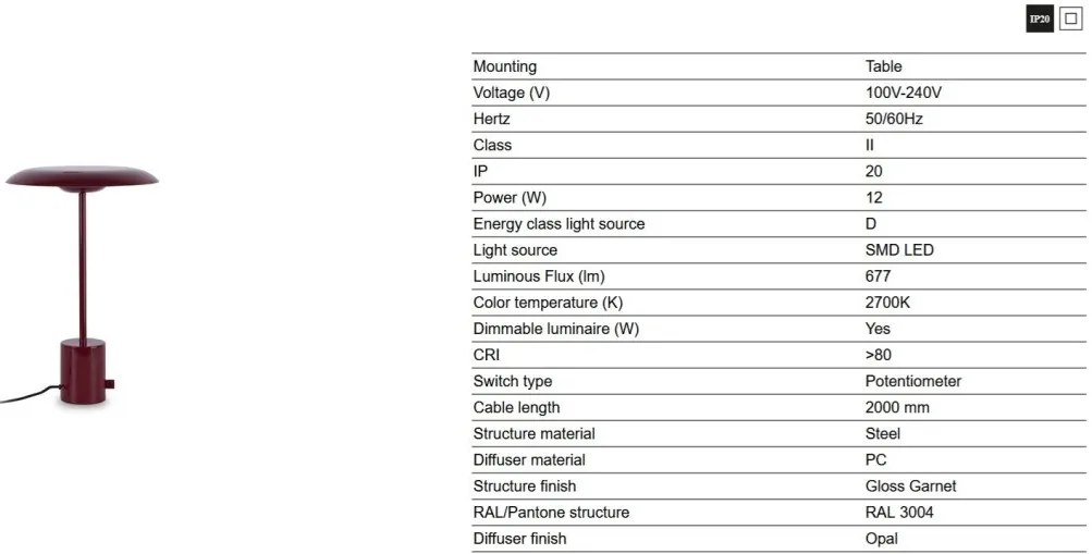 Veioza/Lampa de masa design modern HOSHI garnet