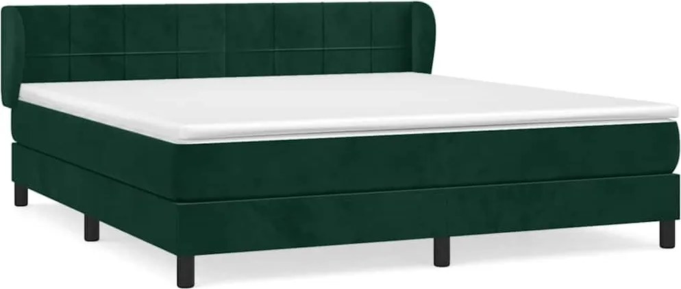 vidaXL Pat box spring cu saltea, verde închis, 180x200 cm, catifea