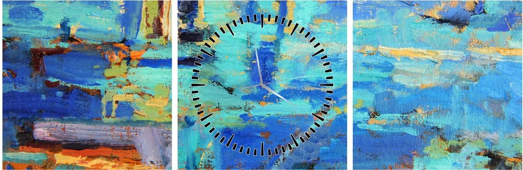 Tablou - pictură abstractă în ulei (cu ceas) (90x30 cm)