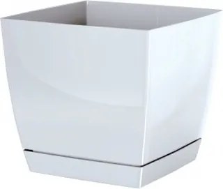 Înveliş de ghiveci Coubi Square, cu vas, alb, 13,5 cm, 13,5 cm