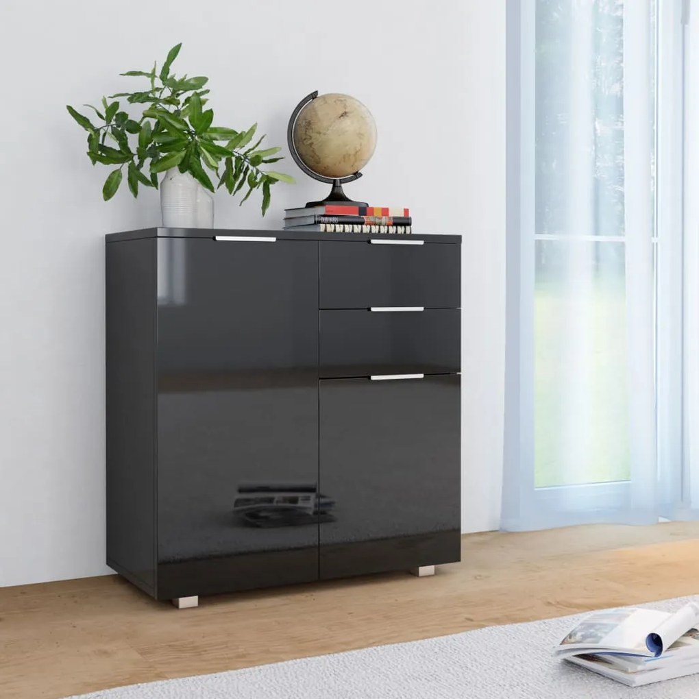 283716 vidaXL Servantă, negru foarte lucios, 71 x 35 x 76 cm, PAL