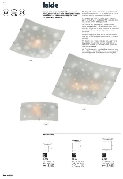 Redo ISIDE 05-904 - Plafonieră 1x E27/42W/230V, 30x30 cm, transparentă
