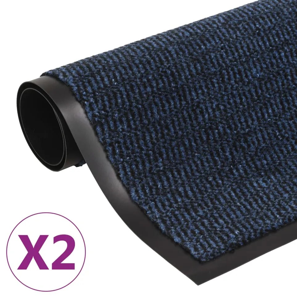 vidaXL Covoare ușă anti-praf, 2 buc. albastru, 60x90 cm dreptunghiular
