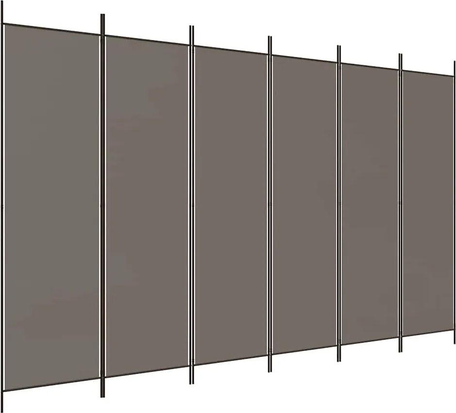 vidaXL Paravan de cameră cu 6 panouri, antracit, 300x200 cm, textil