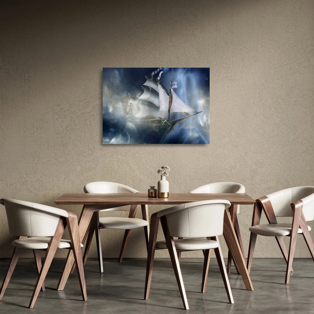 Tablou pe sticlă - Corabia fantomelor (70x50 cm)