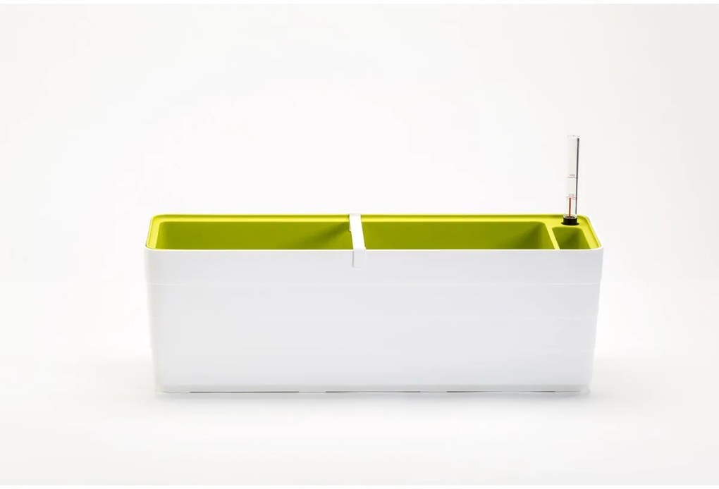 Ghiveci cu auto-irigare Plastia Berberis 60, alb +verde, 60 cm