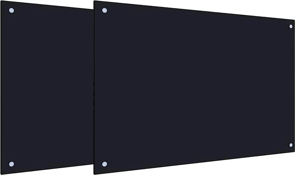 vidaXL Panou de bucătărie 2 pcs Negru 90 x 60 cm sticlă securizată