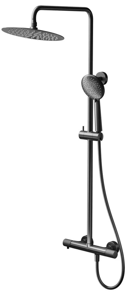 Coloana de dus cu termostat si dus de ploaie gri-grafit, Cersanit Zen Gri