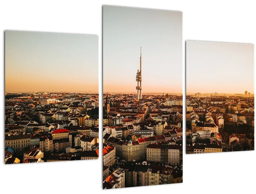 Tablou apusului de soare deasupra orașului Zizkov (90x60 cm)