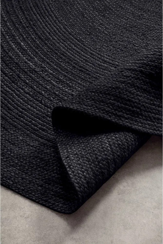 Covor negru reversibil/țesut manual rotund din iută ø 140 cm Braided – Hanse Home