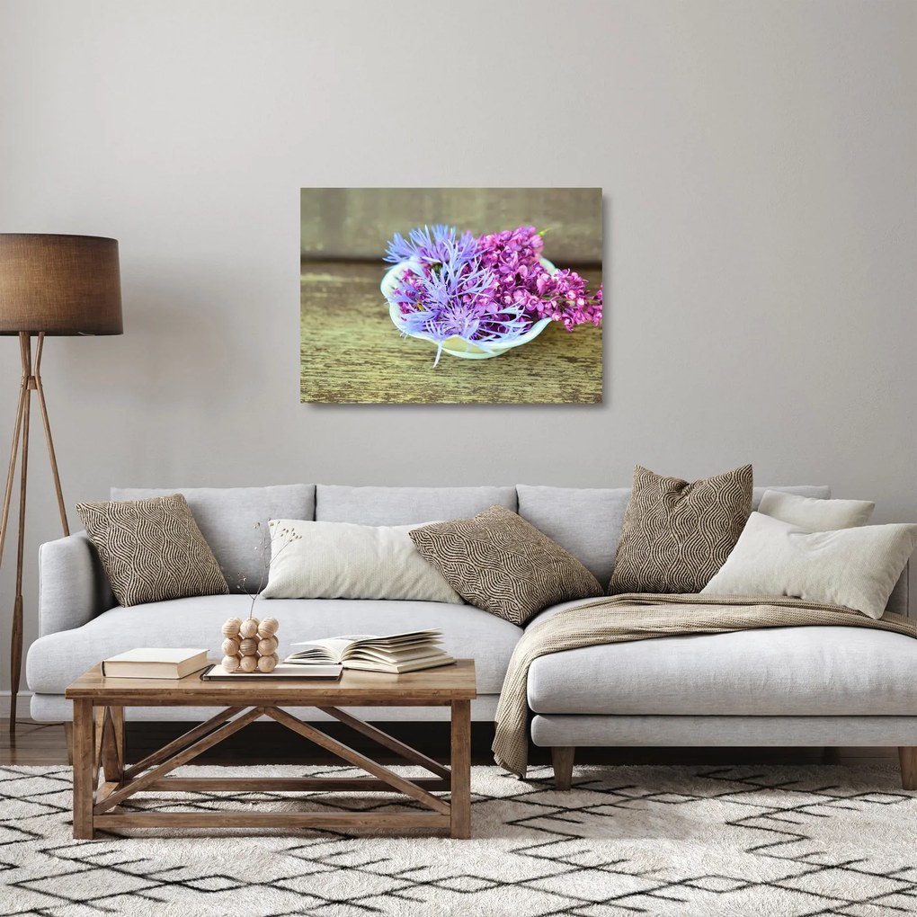 Tablou pe sticlă cu decorațiune din lavanda (70x50 cm)