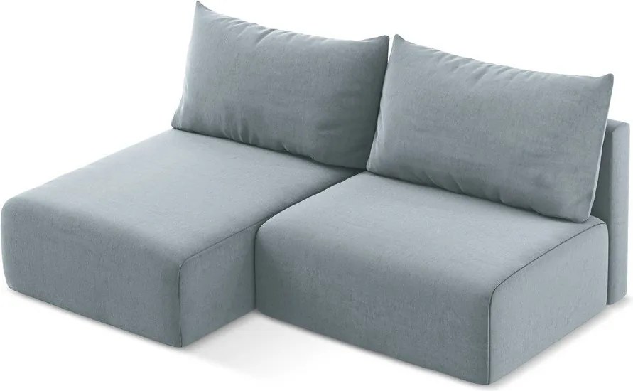 Colțar albastru extensibil/cu spațiu de depozitare cu tapițerie din catifea (cu colț pe partea stângă/cu șezlong) Kalena – Makamii