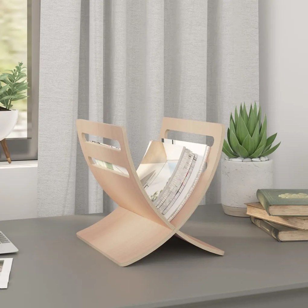241217 vidaXL Suport din lemn pentru reviste, vertical, natural