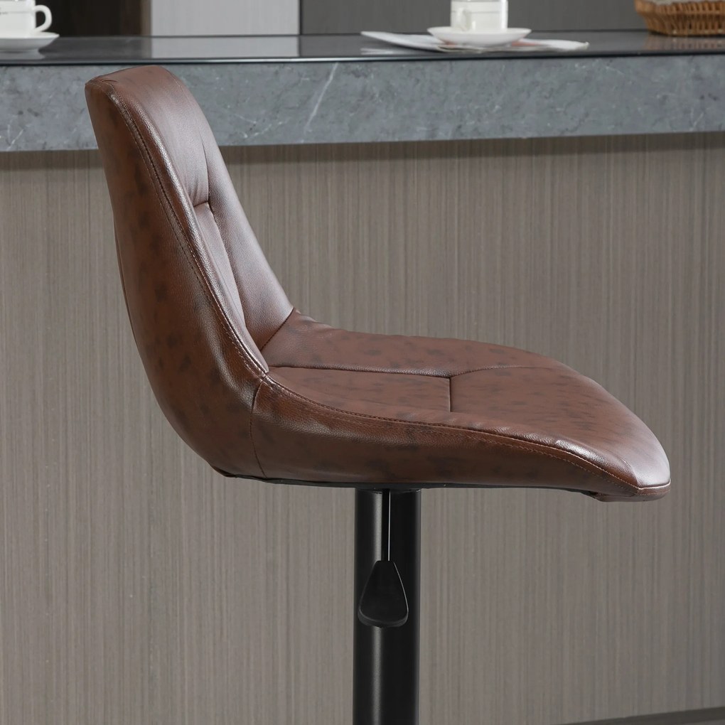 HOMCOM Set 2 Scaune de Bar, Scaune înalte, reglabile în înălțime, incl. Suport pentru Picioare, 46.5cm x 50cm x 108cm, Negru + Maro | Aosom Romania