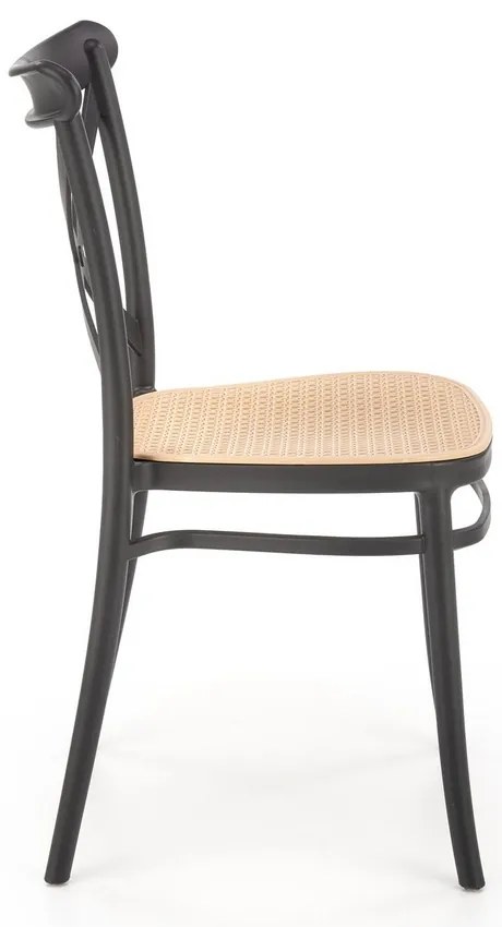 Scaun de bucaterie Nikola, ratan / negru