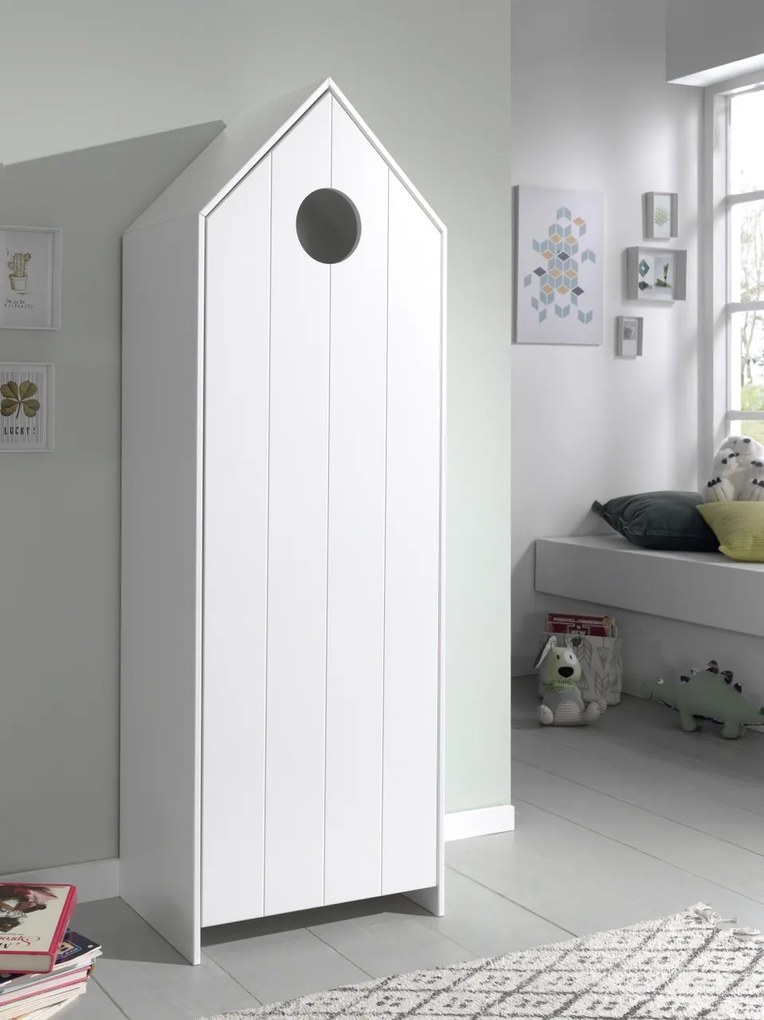Dulap pentru Copii Căsuță, Alb, (MDF) – CASAMI – Vipack