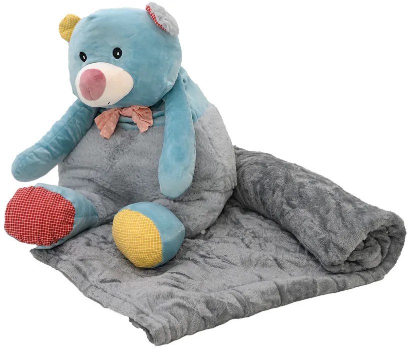 URSULET BOB de plus cu paturica cocolino in interior, albastra