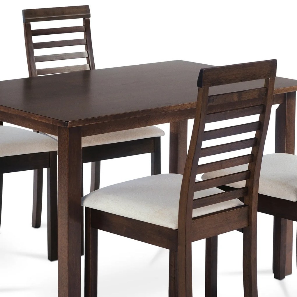 Set de sufragerie din lemn masiv cu 4 scaune, 120x 75 x 75 cm, nuc