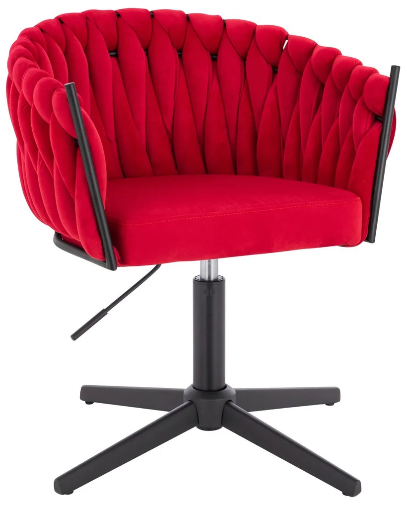 HR750CROSS Scaun Roşu din Catifea cu Bază Neagră