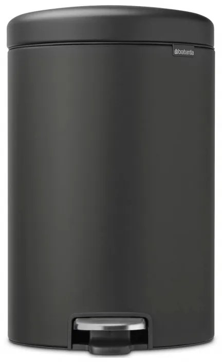 Cos de gunoi cu pedala Brabantia NewIcon 649747, 20 L, Inchidere lina, Baza antiderapanta, Acoperire minerala, Gri închis