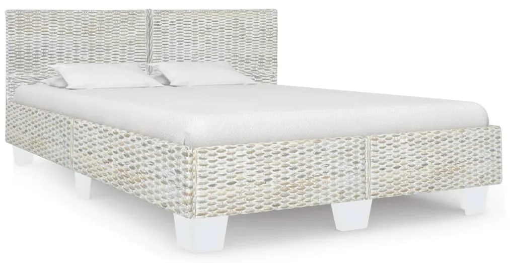 vidaXL Cadru de pat, gri, 160 x 200 cm, ratan natural