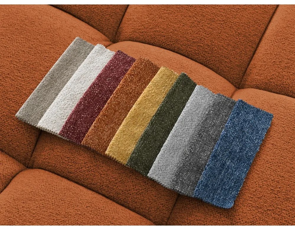 Colțar teracotă extensibil/cu spațiu de depozitare cu tapițerie din chenille (cu colț pe partea dreaptă/în formă de "U") Everest – Bobochic Paris