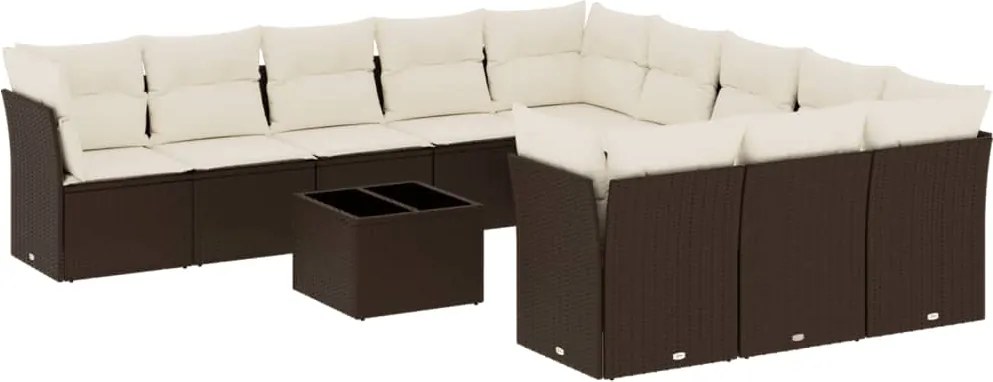vidaXL Set canapele de grădină cu perne, 12 piese, maro, poliratan