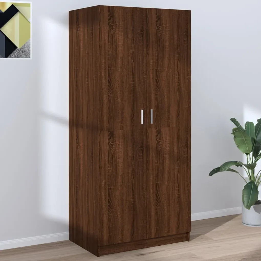 Sifonier, stejar maro, 80x52x180 cm, lemn prelucrat Stejar brun, 1