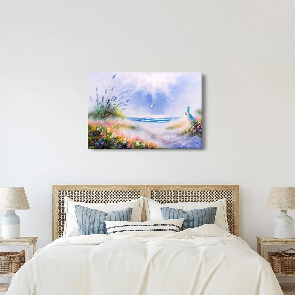Tablou - Plaja romantică, pictură în ulei (90x60 cm)