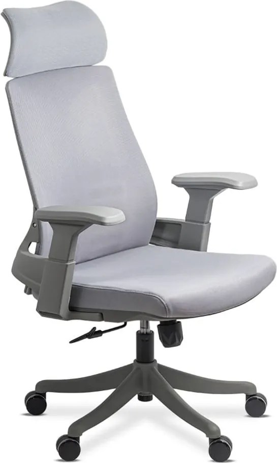 Scaun ergonomic din mesh cu suport lombar si tetiera SYYT 9514 gri