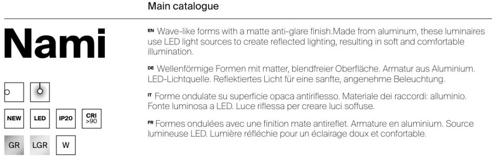 Aplica de perete LED, Aluminiu, Nami alb mat