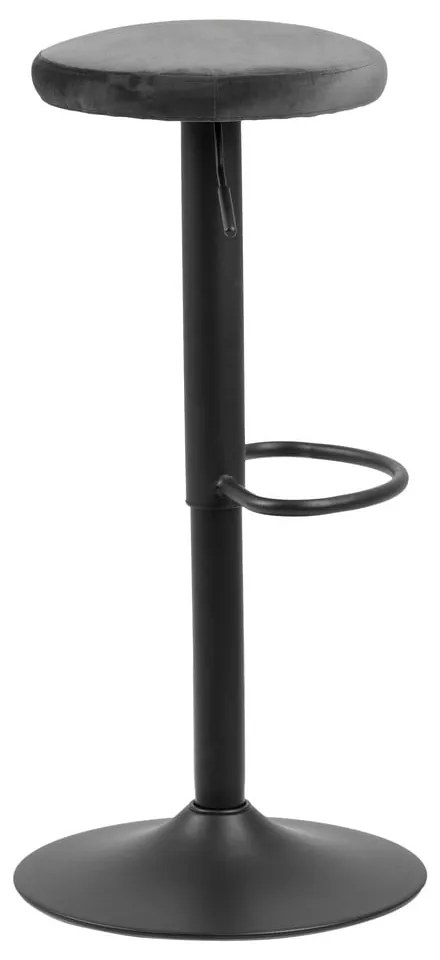 Scaun de bar gri cu înălțime ajustabilă tapițat (înălțime șezut 62 cm) Finch – Actona