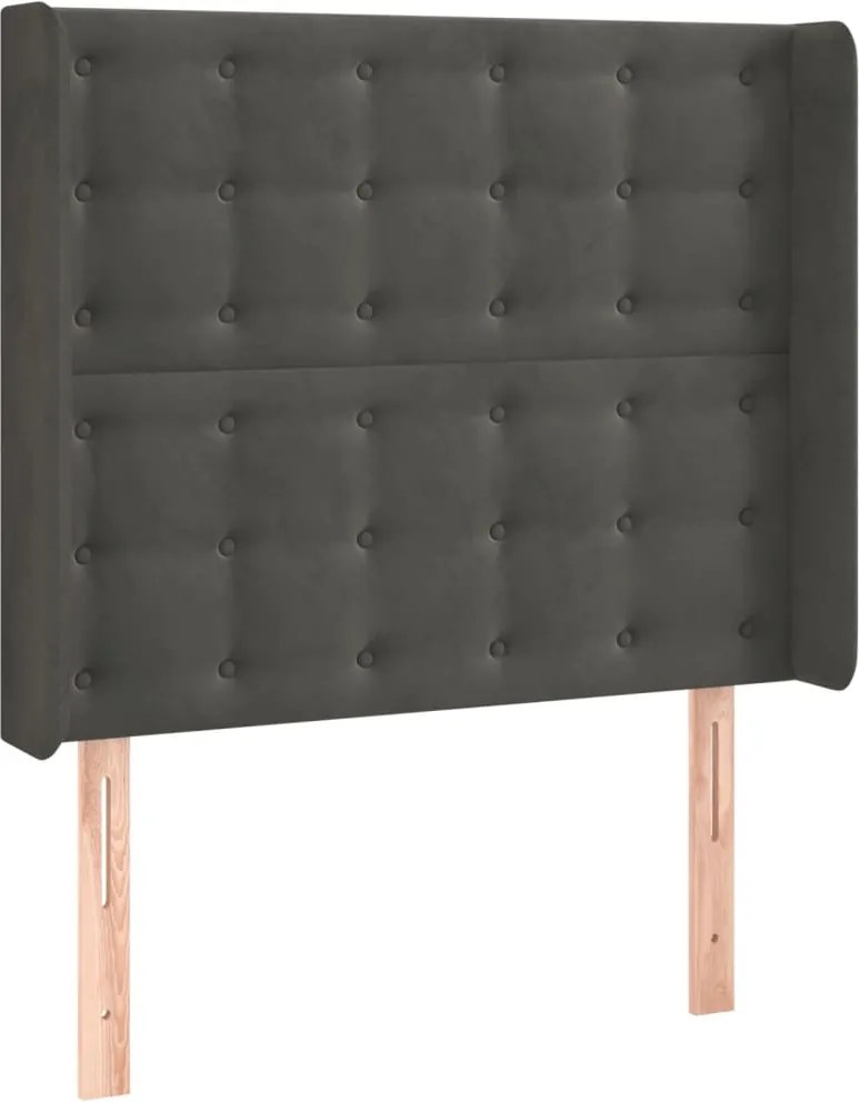 vidaXL Tăblie de pat cu aripioare gri închis 83x16x118/128 cm catifea