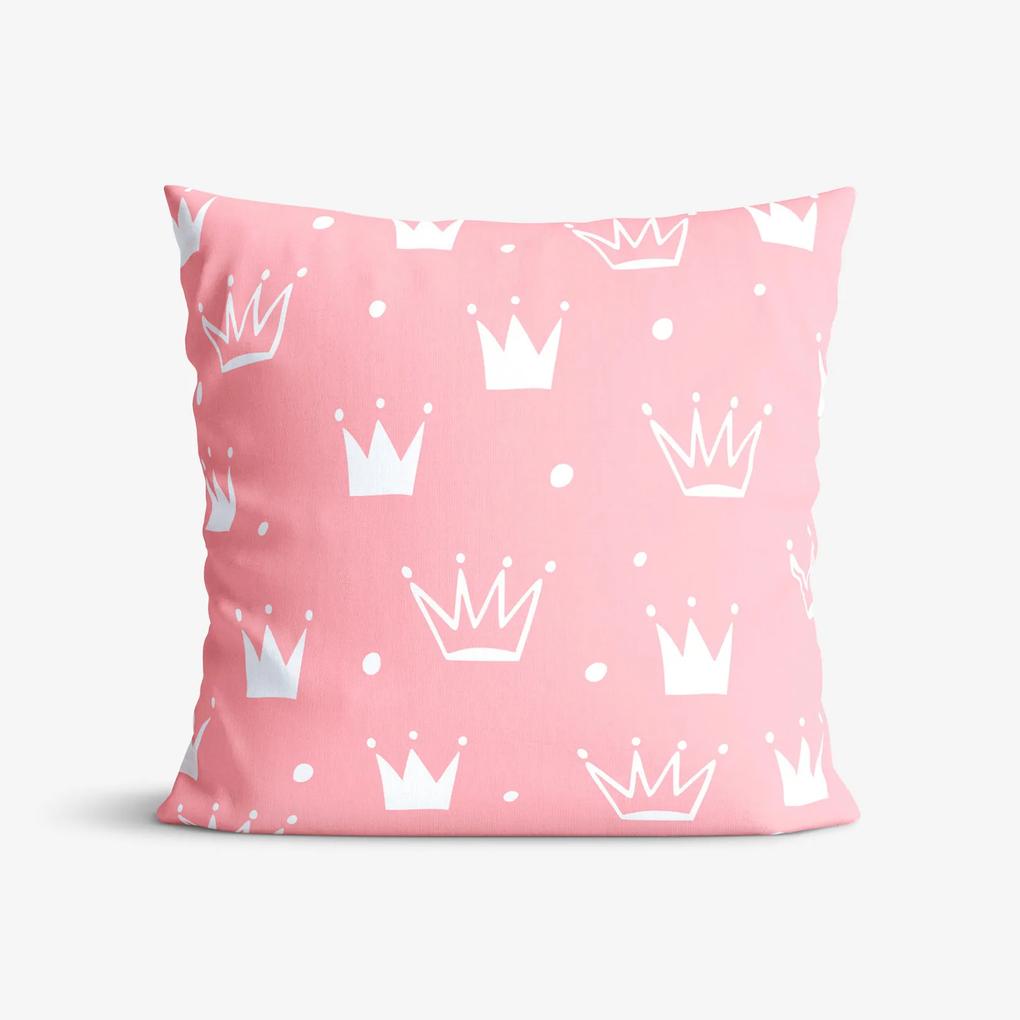 Goldea față de pernă din 100% bumbac pentru copii - coronițe pe roz 40 x 40 cm