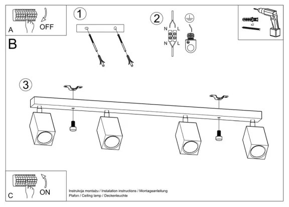 Spot KEKE 4xGU10/40W/230V stejar Sollux SL.1038