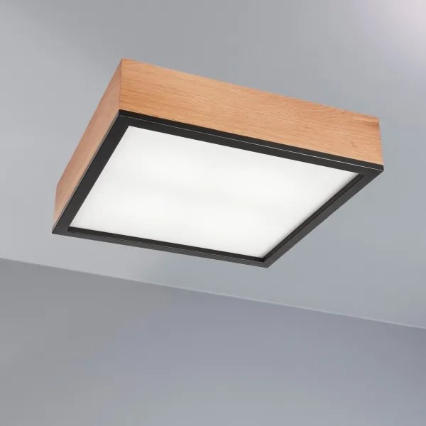 Plafonieră OAK SQUARE 4xE27/15W/230V 39x39 cm stejar/negru