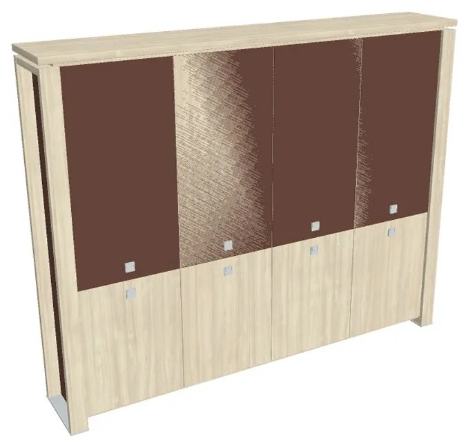 Dulap înalt Verno+ S 260 x 46 x 210 cm, uși combinate, salcâm / maro