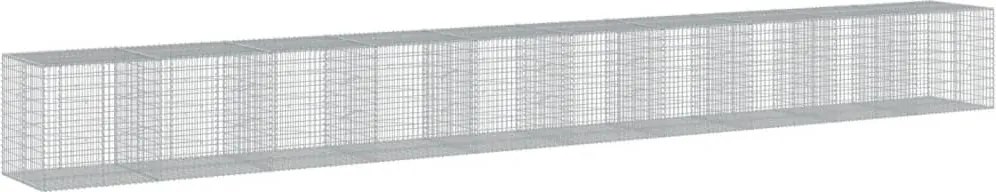 vidaXL Coș gabion cu capac, 1000x100x100 cm, fier galvanizat