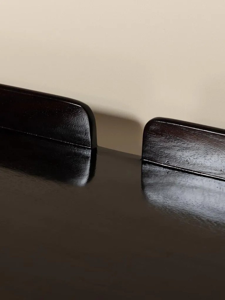 Birou vintage din lemn de mango, cu blat negru lăcuit și picioare conice, natur, finisaj lucios, 99×49.5×84.5 cm, „Beckett"