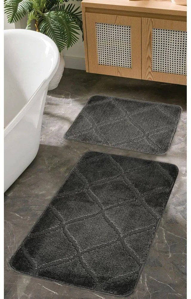 Covorașe de baie gri-antracit 2 buc. 50x80 cm Cizgili – Foutastic