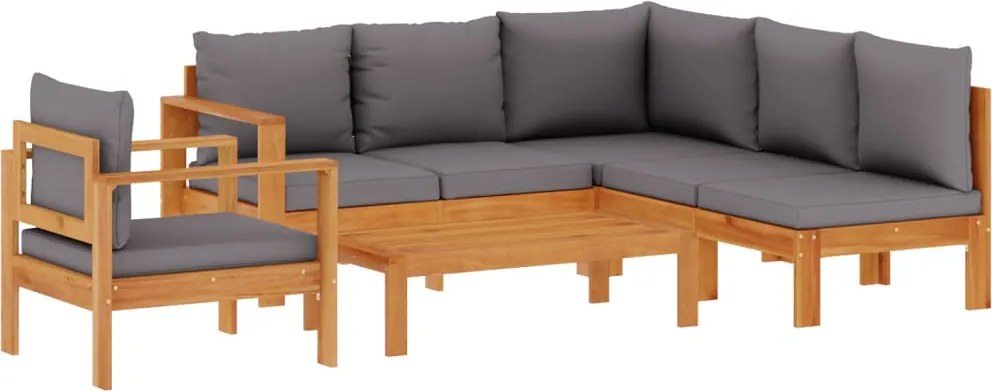 vidaXL Set de canapele de grădină cu perne, 5 buc., lemn masiv acacia