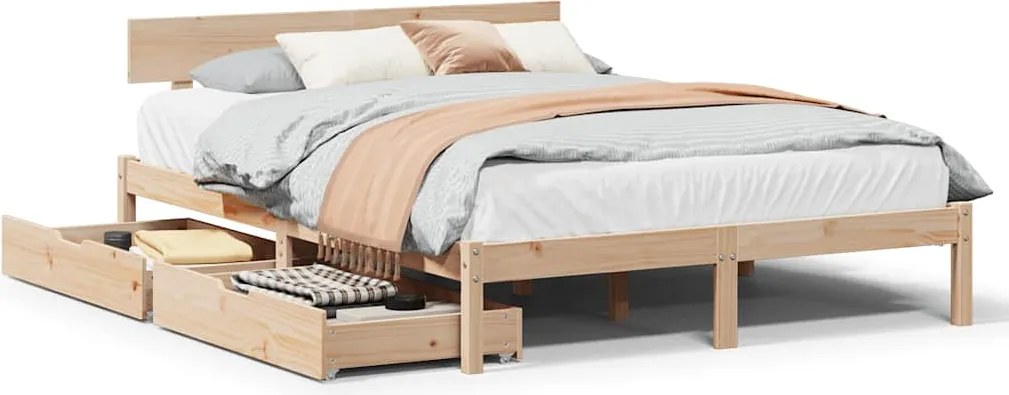 vidaXL Cadru de pat fără saltea, 120x200 cm, lemn masiv pin