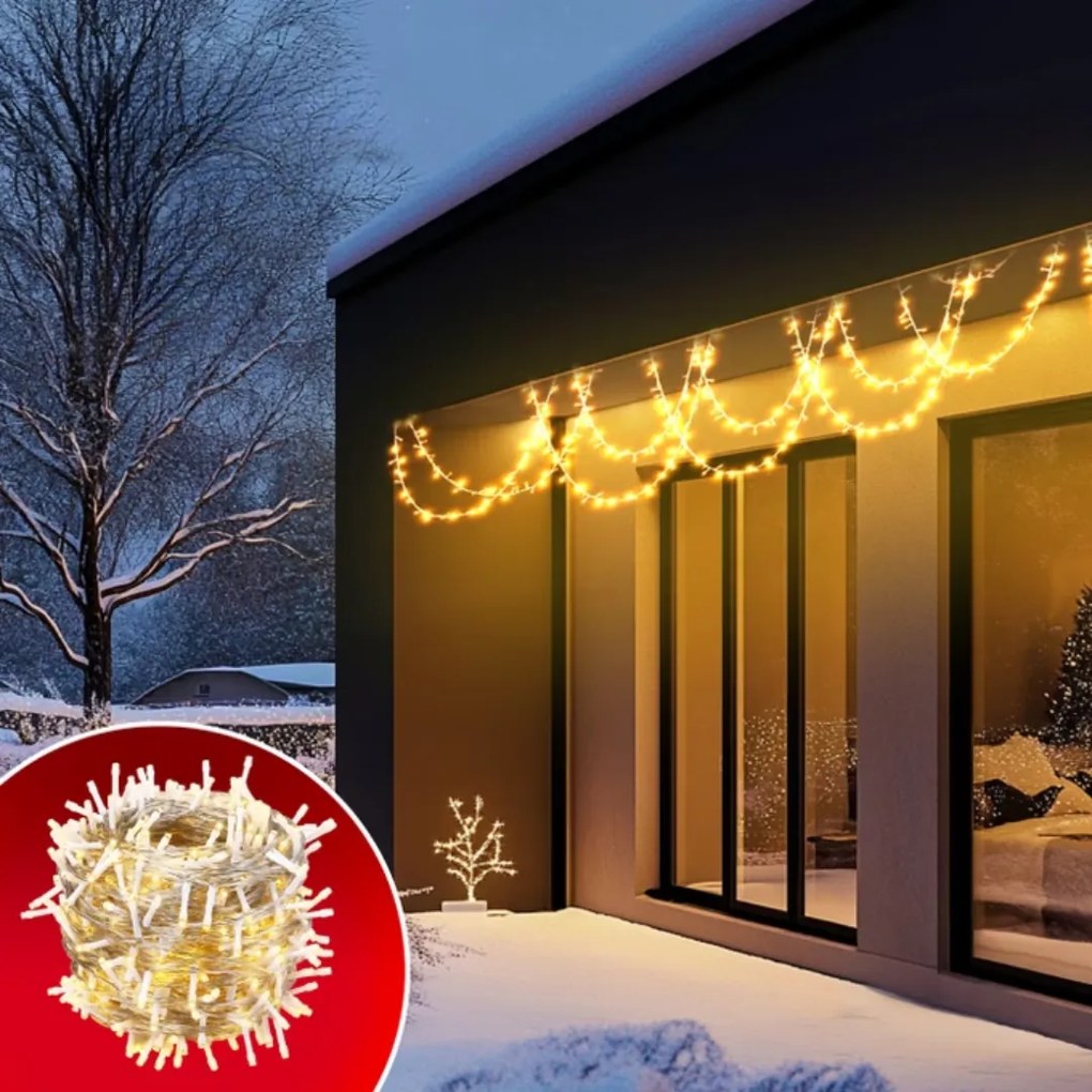 Șir luminos de Crăciun SIMPLE, 60m, alb cald Monzana