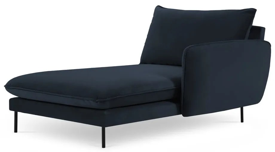 Șezlong albastru închis cu tapițerie din catifea (cu colțar pe partea dreaptă) Vienna – Cosmopolitan Design