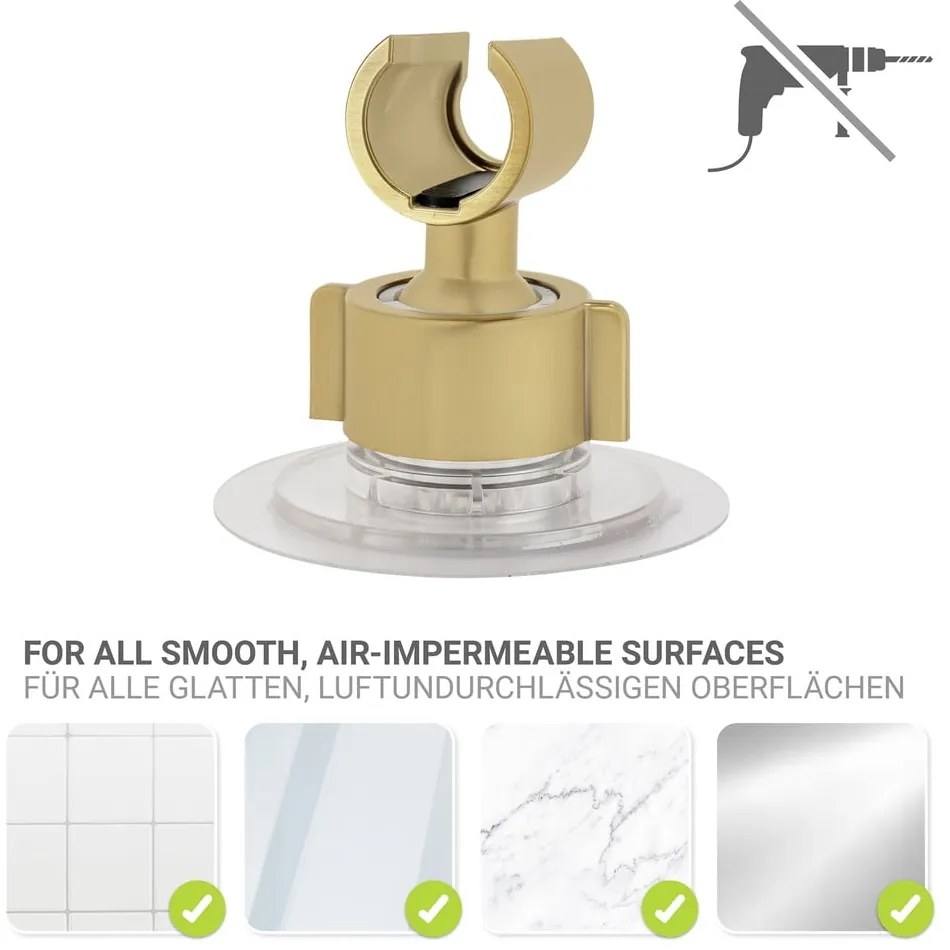 Suport pentru capul de duș auriu autoadeziv din plastic Libertà – Wenko